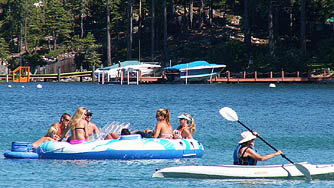 People enjoying Meeks Bay on Lake Tahoe