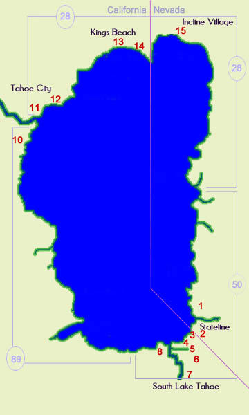 Map of Lake tahoe Parks and Playgrounds