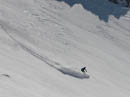 The line often offers up excellent powder, despite facing west.