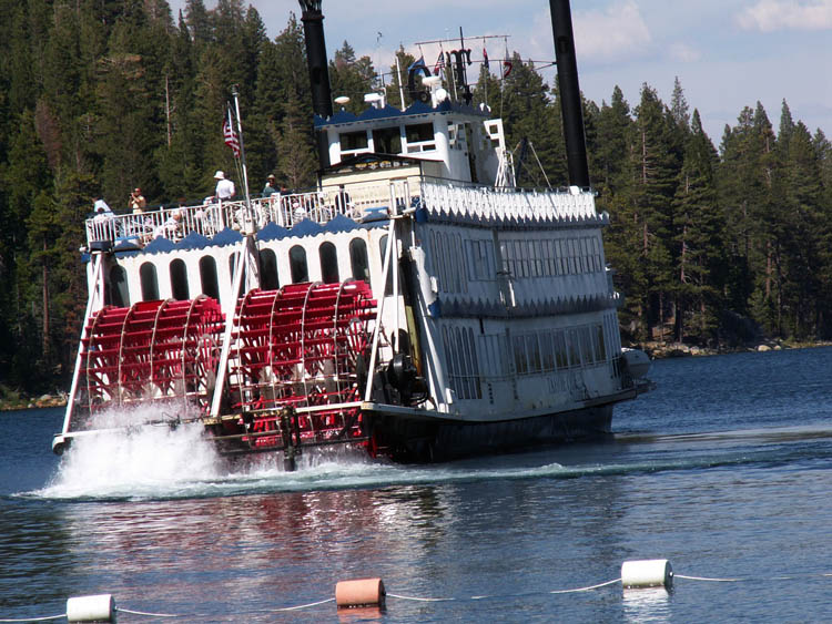 Tahoe Queen passing by Emerald Bay Beach