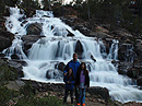 Waterfall and family
