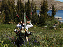 Heading back toward Winnemucca Lake after a summer ski.