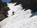 Summer fun in the lookers left couloir on Round Top.