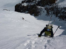 Nearing the top of Crescent Moon couloir.