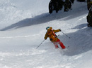 Todd enjoying May powder in Moon Couloir.