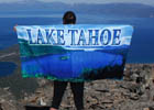 Lake Tahoe towel on Mount Tallac