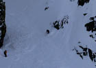 Skier exiting the Cross of Mount Tallac