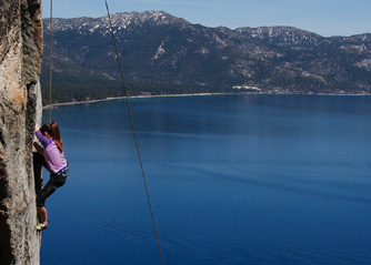 Climbing in Crystal Bay