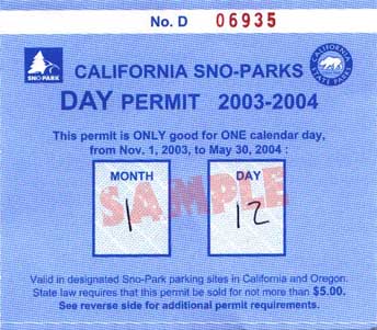 California Sno-Park permit